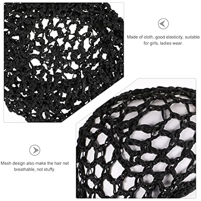 Minkissy 4-Pack Mesh Crochet Hair Net, Black, Soft & Breathable, One Size Fits Most, Ideal for Sleeping, Reading, Working & Exercising - Image 3